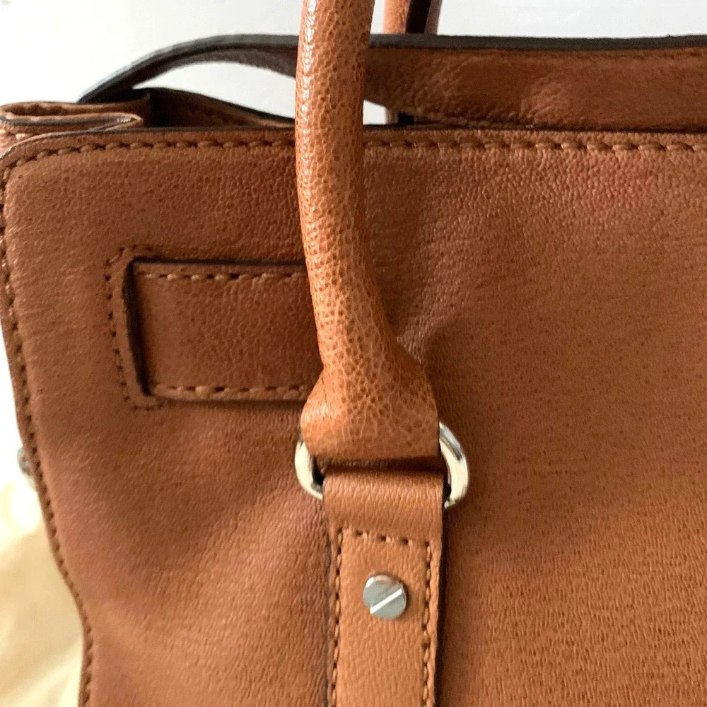 New Michael Kors Leather Hamilton East West Bag Luggage Brown Silver Hardware